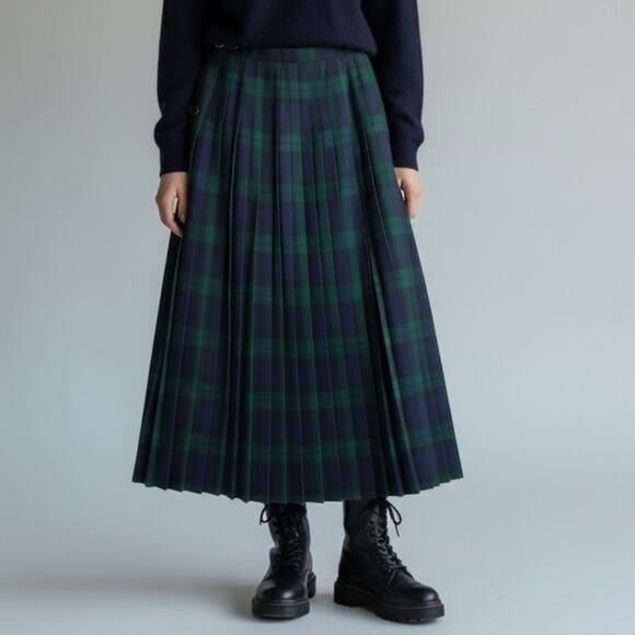 Macnab Scottish Tartan Wool Kilt Skirt Women’s L Plaid Wrap Pleated Fringe 32” - Picture 1 of 10